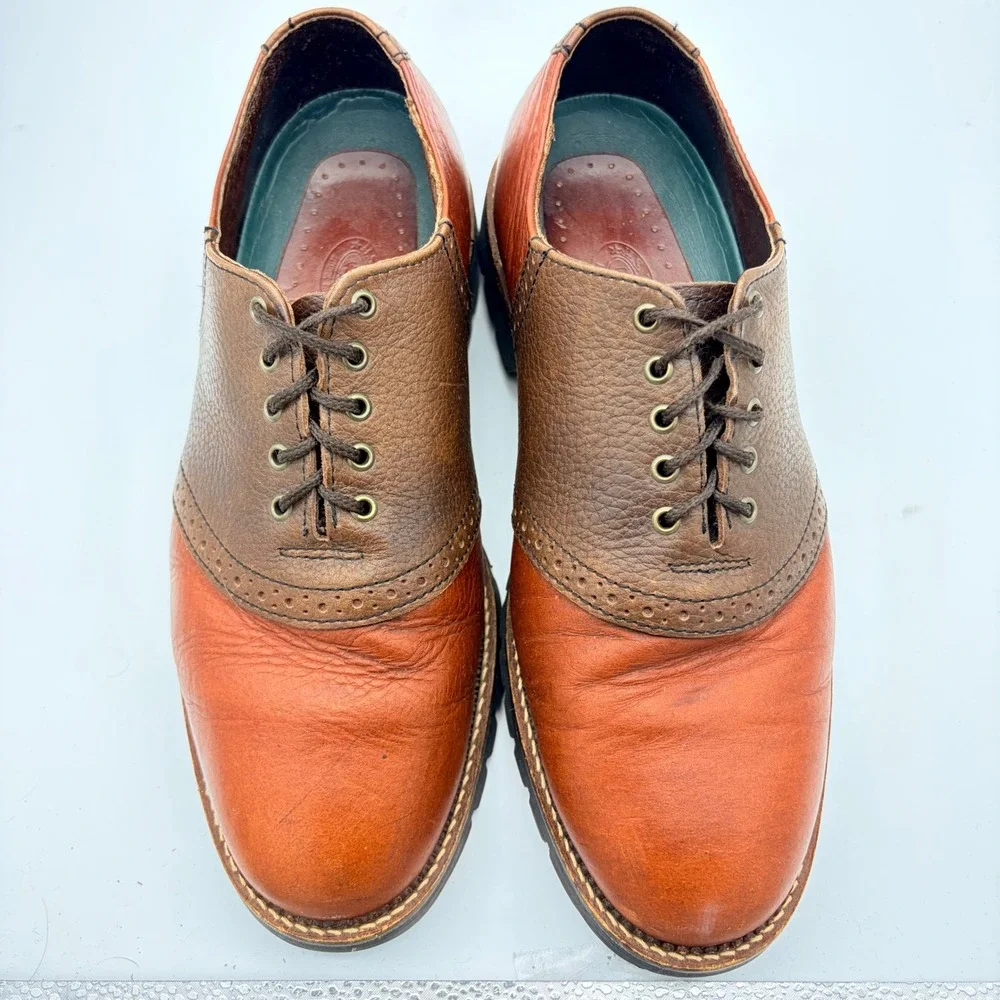 H.S. Trask American Bison Saddle Shoes Mens 9 M Brown Cognac Lug Sole Office